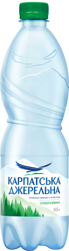 Вода мінеральна КАРПАТСЬКА ДЖЕРЕЛЬНА, слабогазована, 0,5л